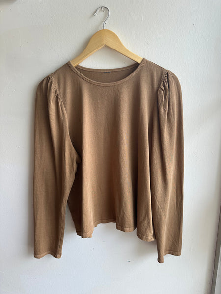 Cinnamon Puff-Sleeve Knit Top | Size Large