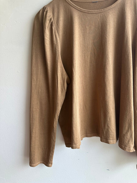 Cinnamon Puff-Sleeve Knit Top | Size Large