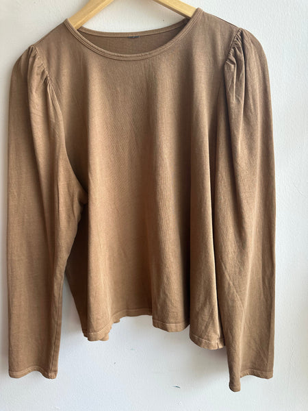 Cinnamon Puff-Sleeve Knit Top | Size Large