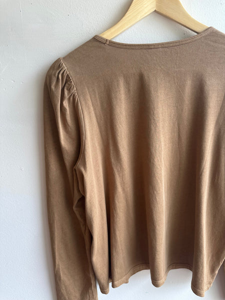 Cinnamon Puff-Sleeve Knit Top | Size Large