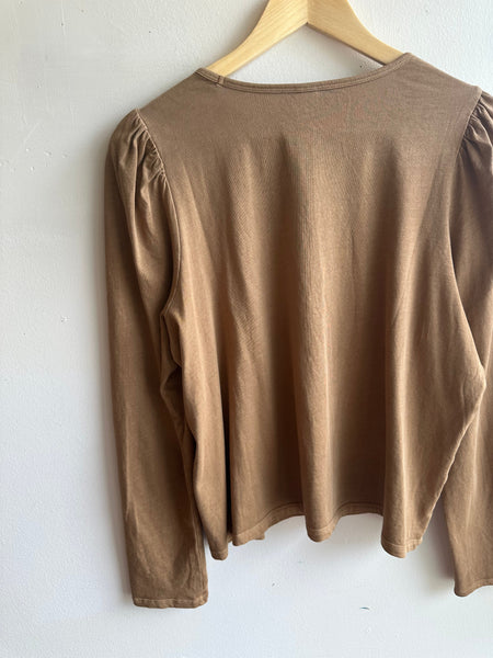 Cinnamon Puff-Sleeve Knit Top | Size Large