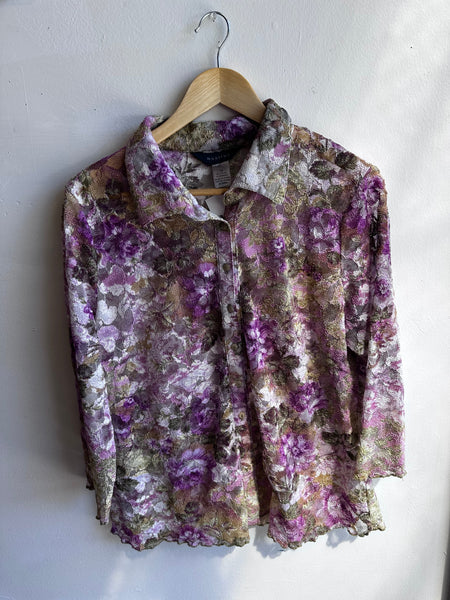Violet Reverie Sheer Lace Blouse | Size XL