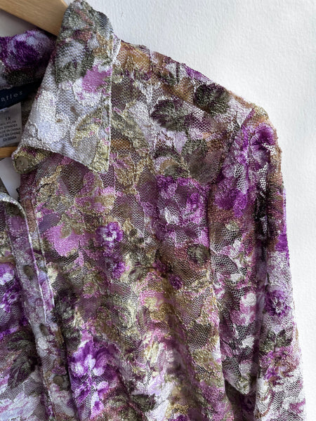 Violet Reverie Sheer Lace Blouse | Size XL