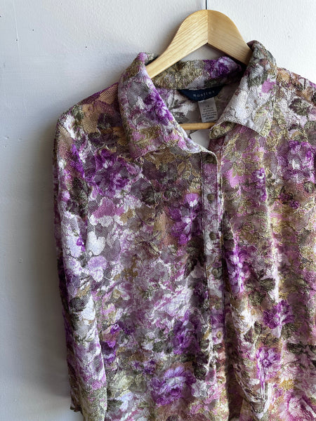 Violet Reverie Sheer Lace Blouse | Size XL