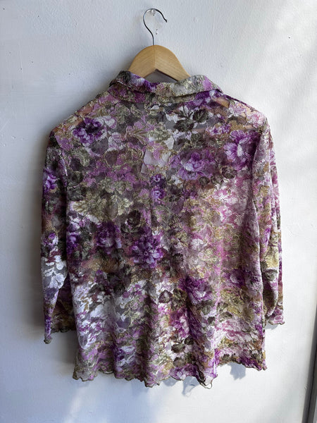 Violet Reverie Sheer Lace Blouse | Size XL