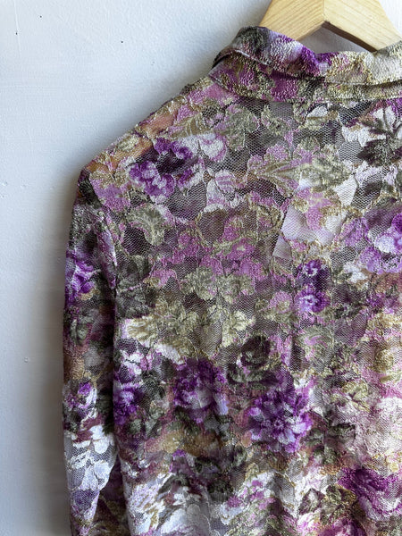 Violet Reverie Sheer Lace Blouse | Size XL