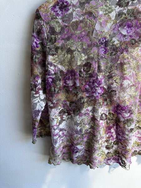 Violet Reverie Sheer Lace Blouse | Size XL
