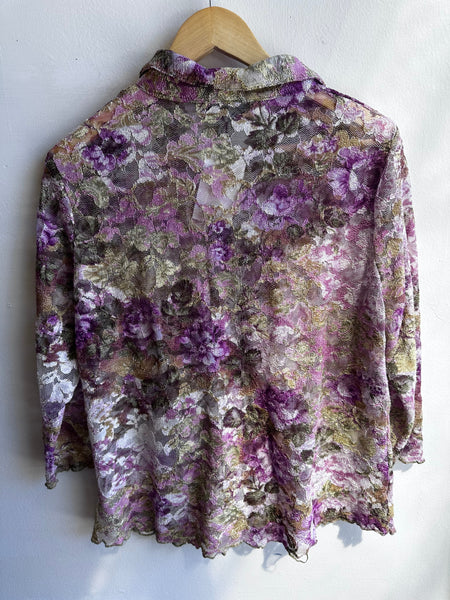 Violet Reverie Sheer Lace Blouse | Size XL