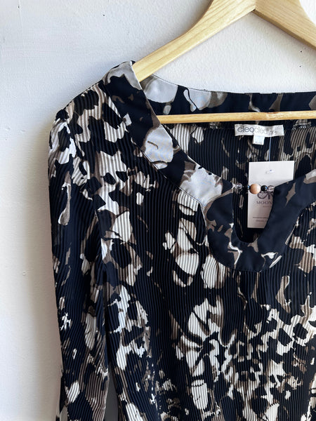Midnight Petals Pleated Blouse | Size XL