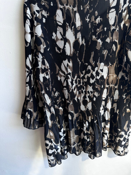 Midnight Petals Pleated Blouse | Size XL