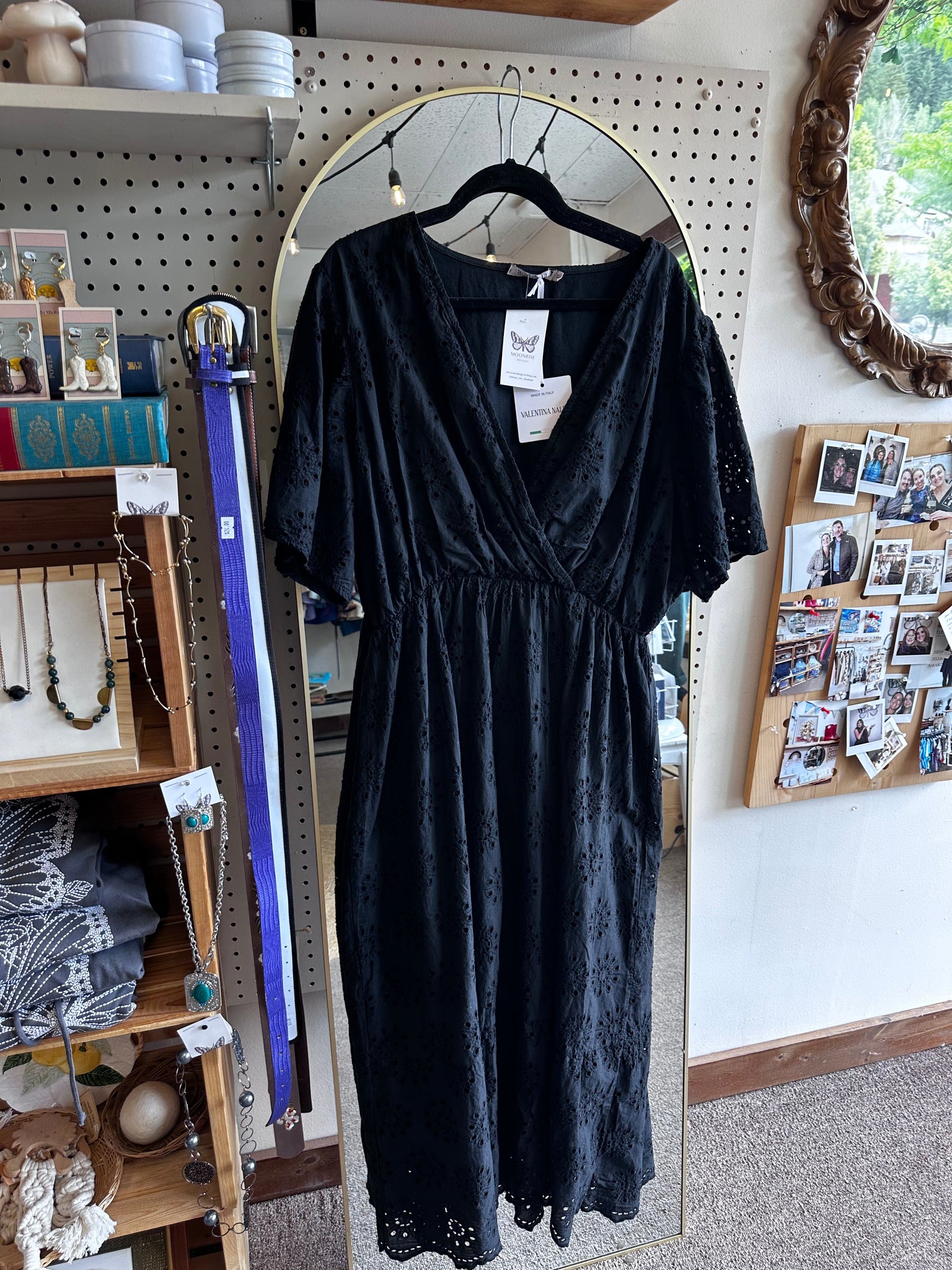 Valintino Naldo Black Eyelette Midi Dress | Size 3X