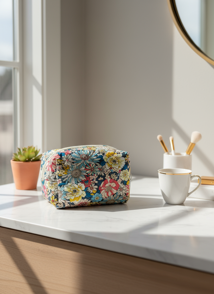 Floral Quilted Travel Case - Size Medium