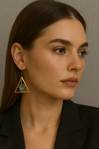 Sterling Silver Wire Abalone Geometric Earrings