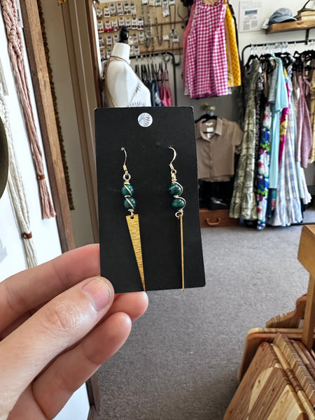 Sterling Silver Malachite Edge Earrings