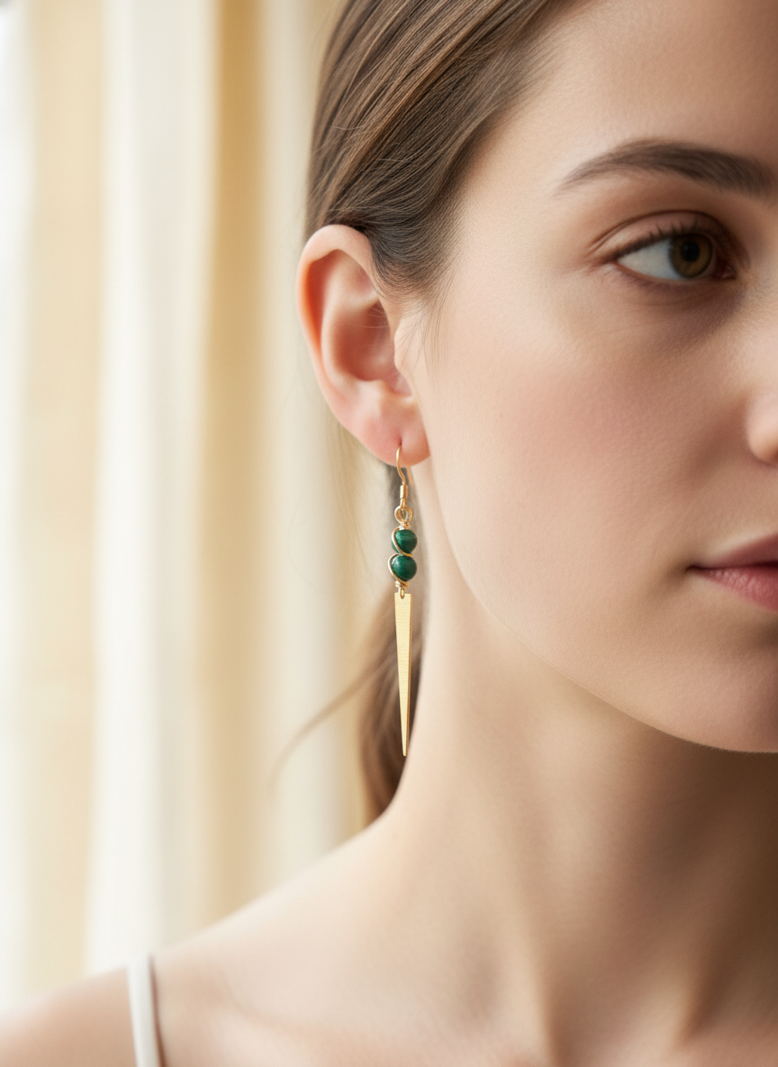 Sterling Silver Malachite Edge Earrings