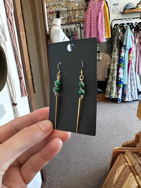 Sterling Silver Malachite Edge Earrings