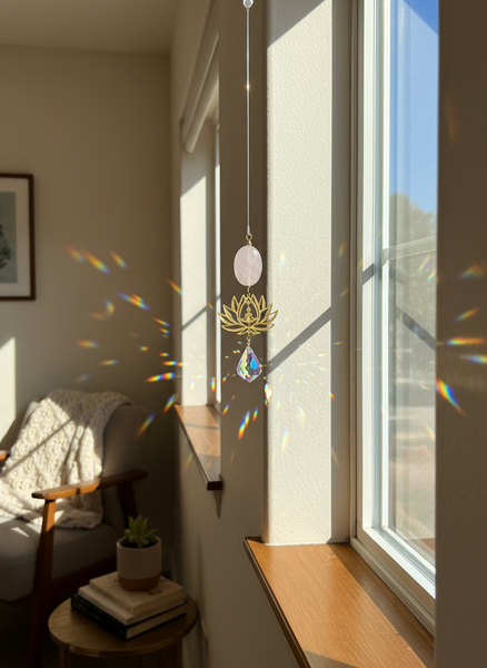 Rose Quartz Meditation Lotus Sun Catcher