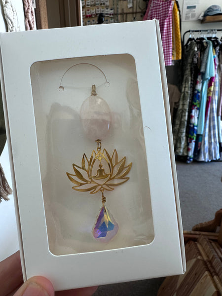 Rose Quartz Meditation Lotus Sun Catcher