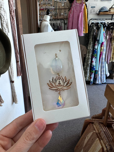 Clear Quartz Meditation Lotus Sun Catcher