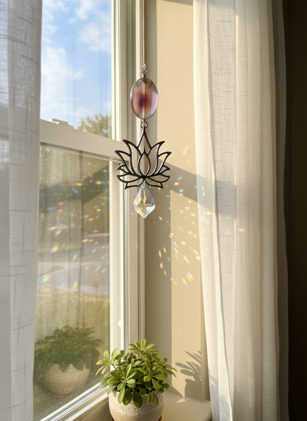 Carnelian Lotus Sun Catcher
