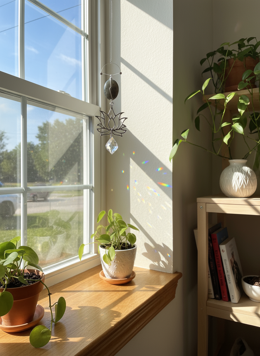 Silver Labradorite Lotus Sun Catcher