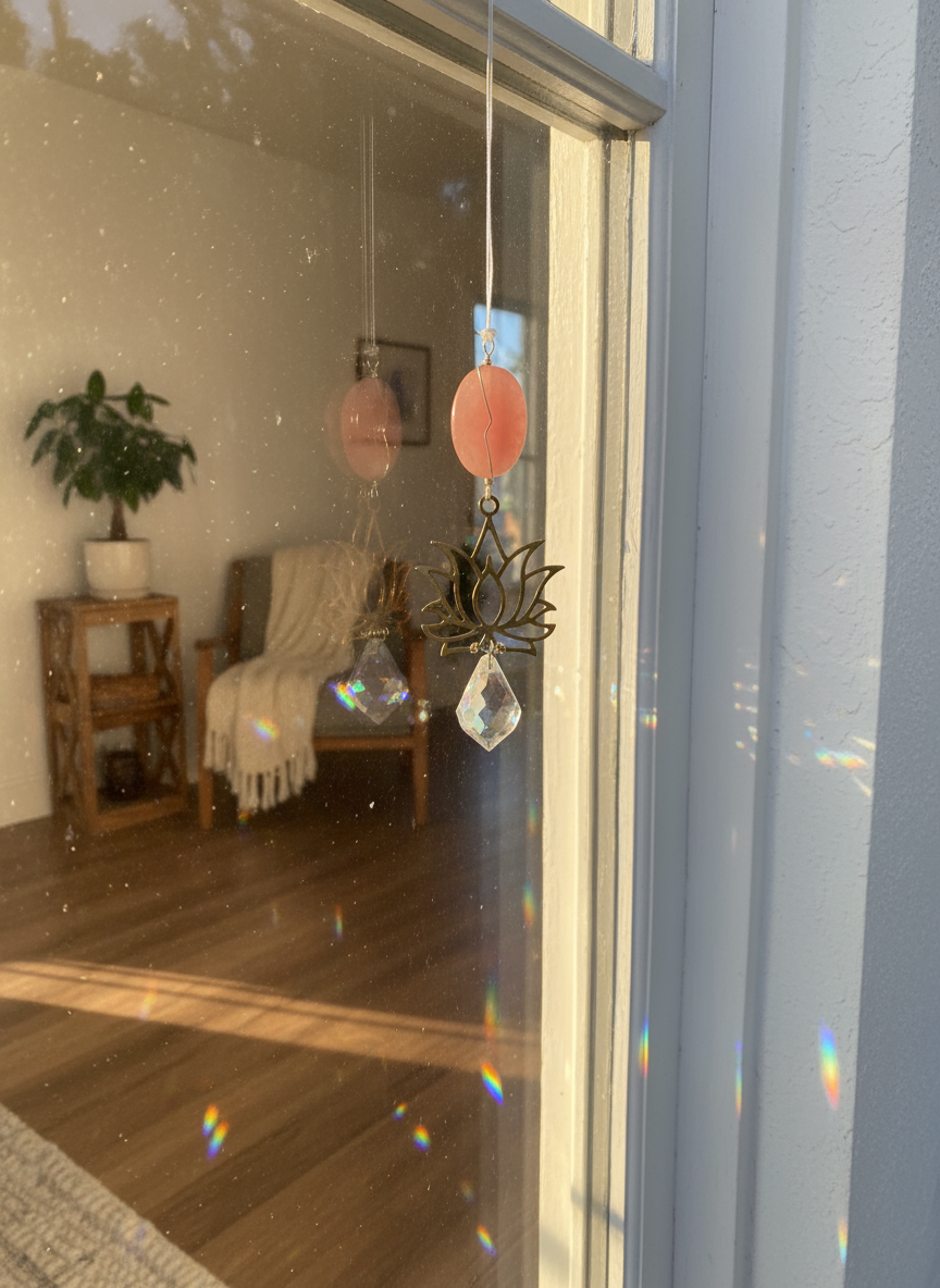 Peach Aventurine Lotus Sun Catcher