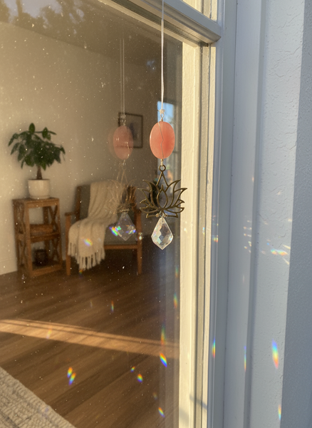 Peach Aventurine Lotus Sun Catcher