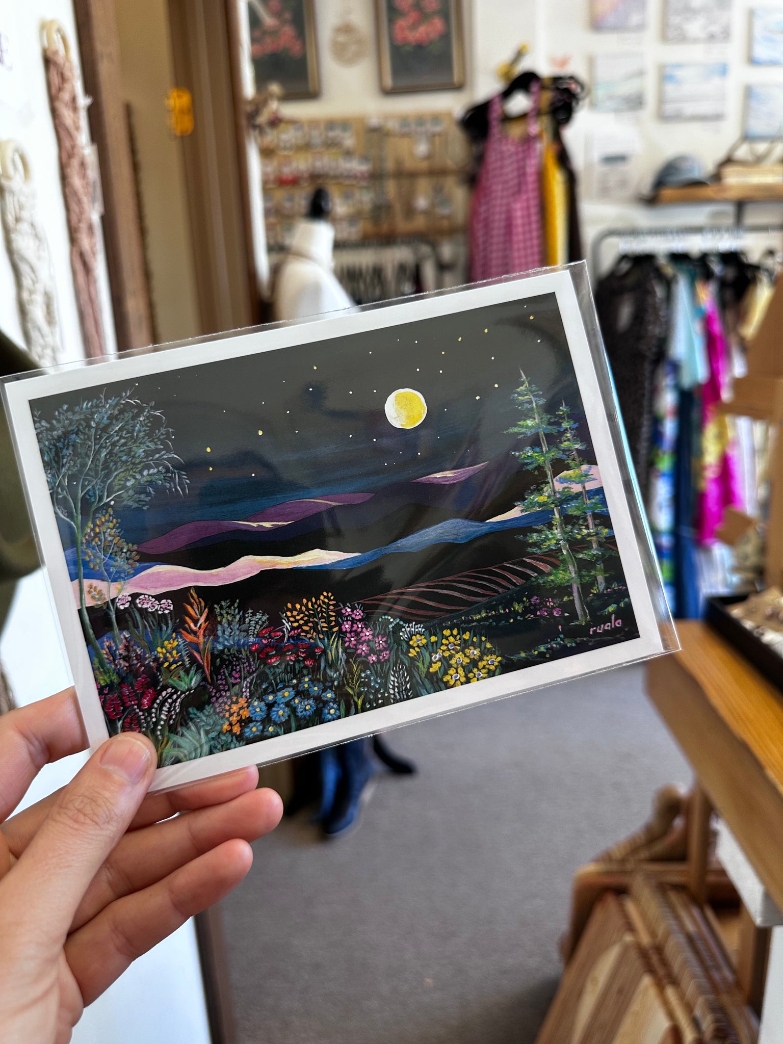 Moonlit Wildflowers – Art Card by Ruala (Fruitvale, BC)