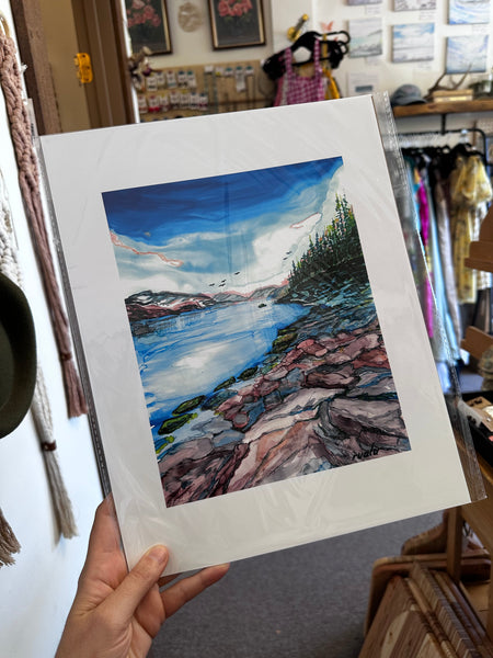 Rocky Shore Reflections – Art Print by Ruala (Fruitvale, BC)
