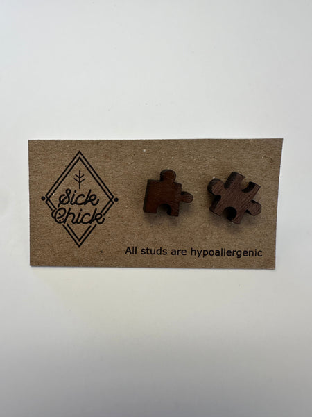 Puzzle Piece Stud Earrings – Sick Chick (Revelstoke, BC)