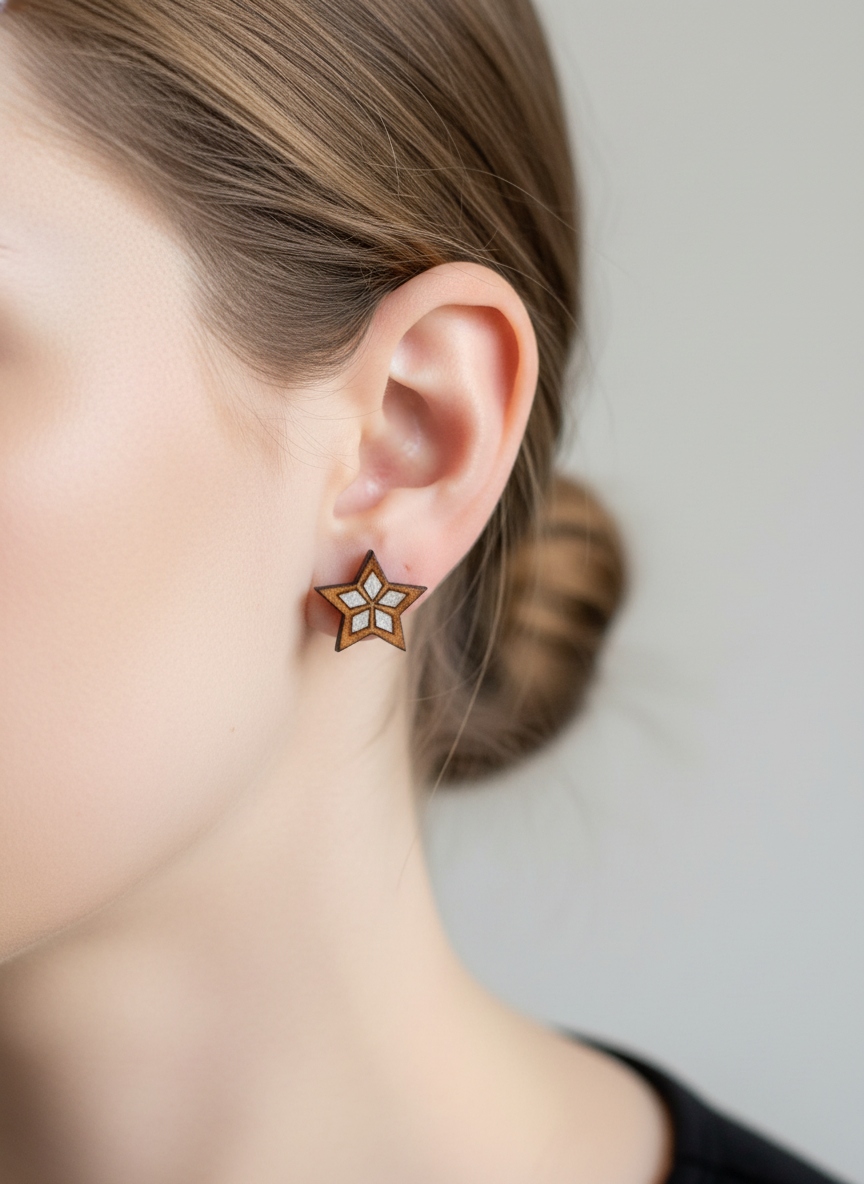 Wooden Star Stud Earrings – Sick Chick (Revelstoke, BC)