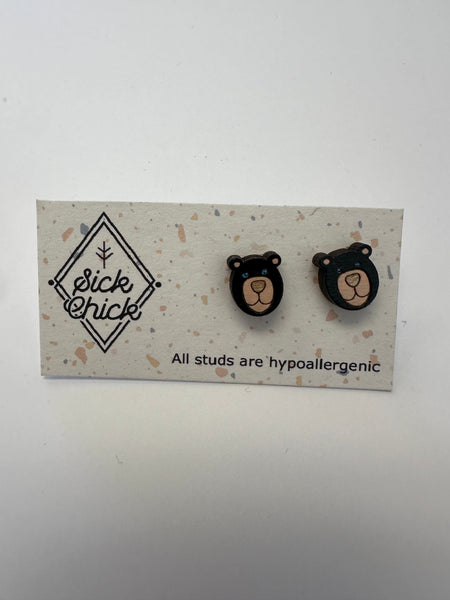 Bear Face Stud Earrings – Sick Chick (Revelstoke, BC)