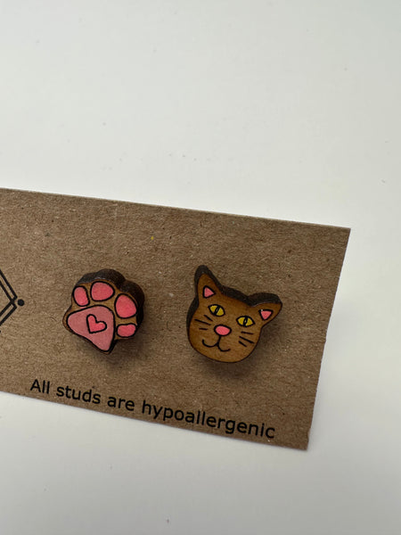 Cat & Paw Stud Earrings – Sick Chick (Revelstoke, BC)