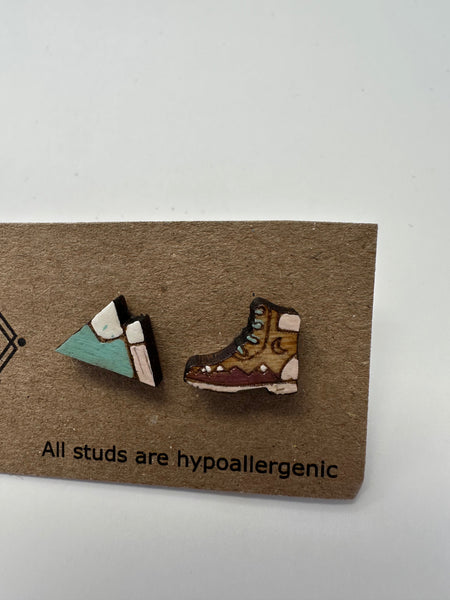 Mountain & Hiking Boot Stud Earrings – Sick Chick (Revelstoke, BC)