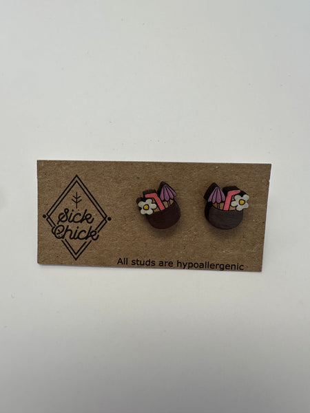 Tropical Coconut Drink Stud Earrings – Sick Chick (Revelstoke, BC)