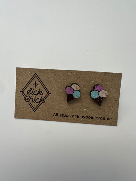 Ice Cream Cone Stud Earrings – Sick Chick (Revelstoke, BC)