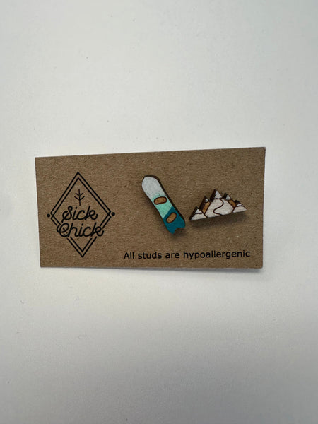 Snowboard + Mountain Stud Earrings – Sick Chick (Revelstoke, BC)