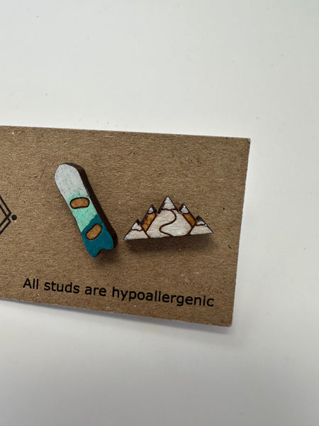 Snowboard + Mountain Stud Earrings – Sick Chick (Revelstoke, BC)