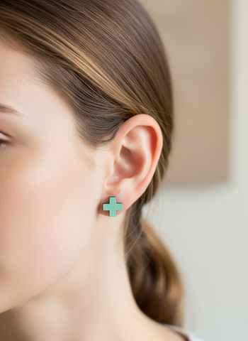 Mint Cross Stud Earrings – Sick Chick (Revelstoke, BC)