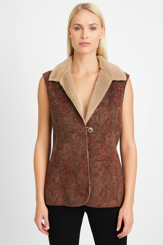 Coldwater Creek Faux Suede Floral Vest