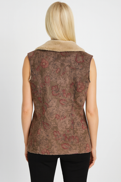 Coldwater Creek Faux Suede Floral Vest