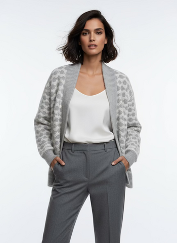 Vintage Blue-Lavender Angora Polka Dot Cardigan | Size Medium