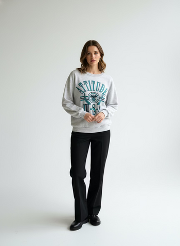 Vintage 90s “Attitude USA” Graphic Sweatshirt – Grey | Size Large