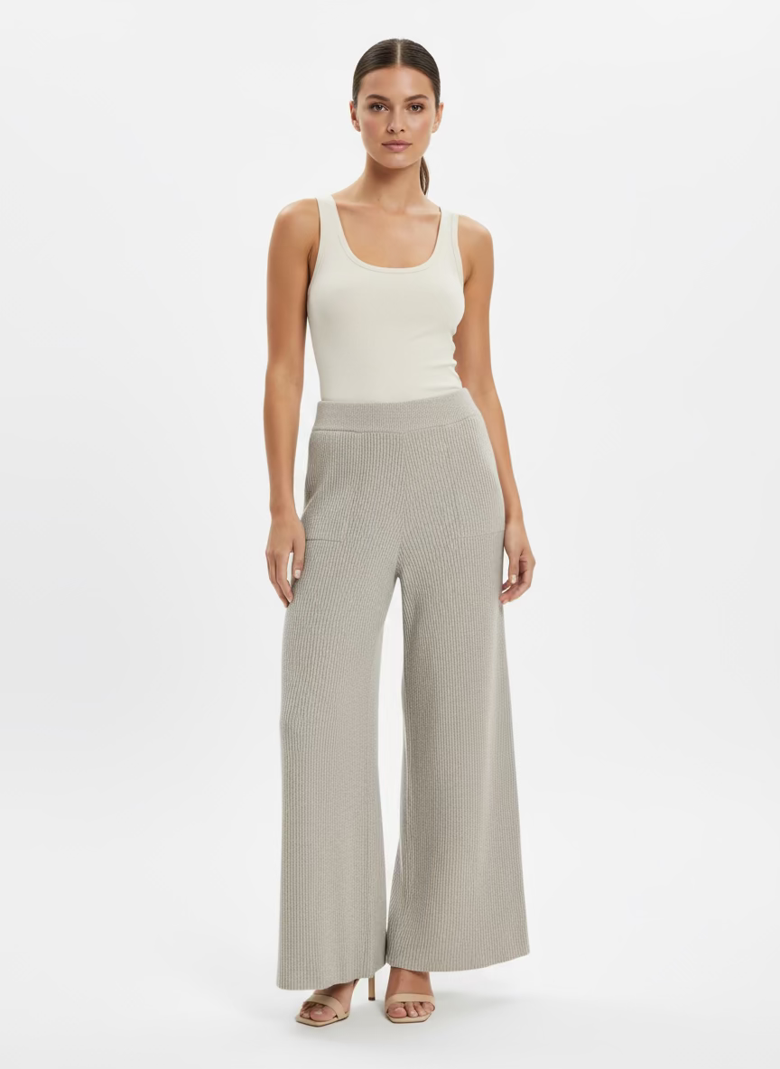 By Together Ribbed Knit Wide-Leg Pants – Size Large