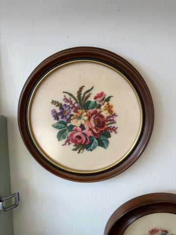 Vintage Floral Embroidery Wall Art