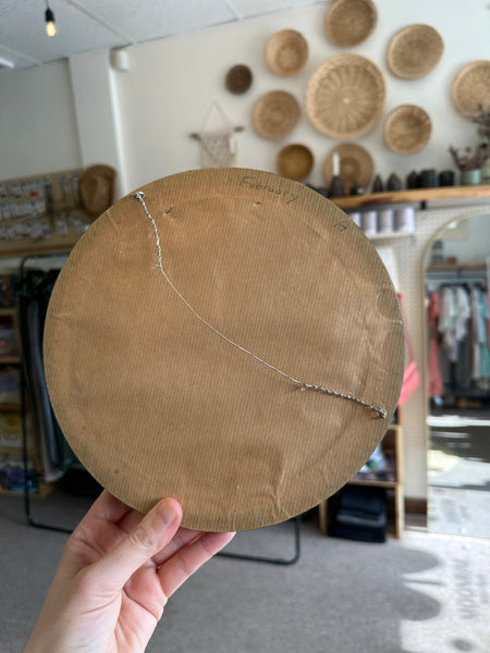 Vintage Round Framed Violet Embroidery Wall Art