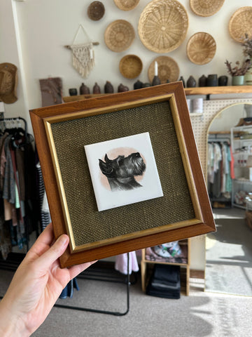 Vintage Scottie Dog Ceramic Wood Wall Art Plaque Decor Vintage Scottish Terrier Portrait