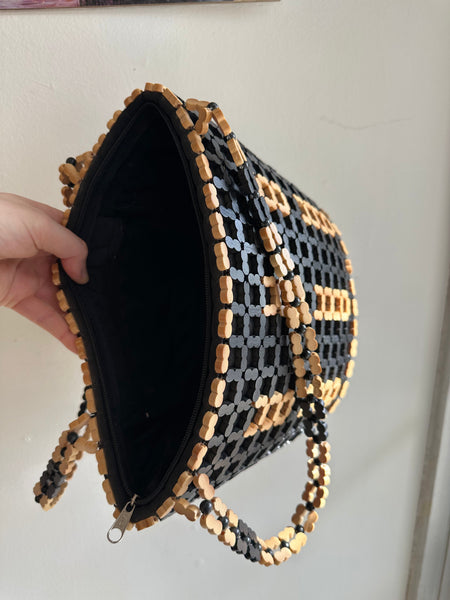 Vintage Wood Beaded Purse