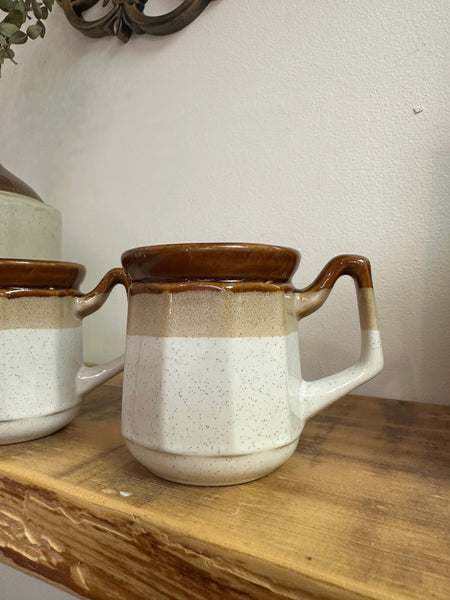 Vintage 70s Two Toned Ceramic Coffee Mugs Set of 2