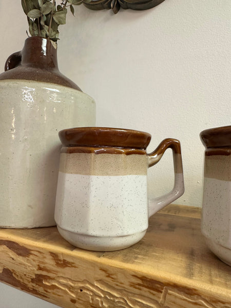Vintage 70s Two Toned Ceramic Coffee Mugs Set of 2